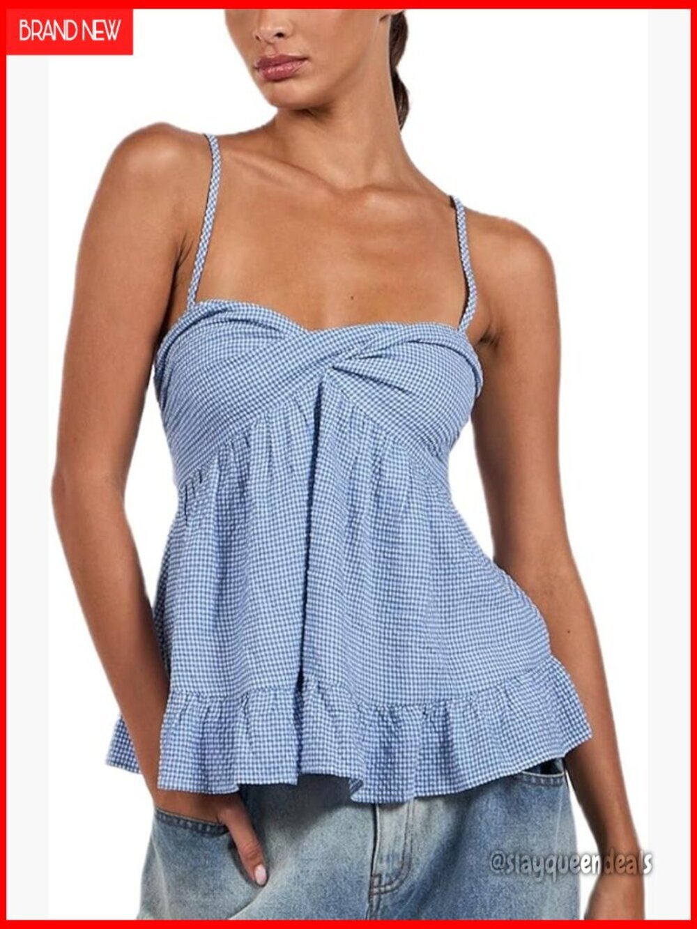 Y2K Floral Babydoll Tank Top Spaghetti Strap Ruffle Cami Crop Top
